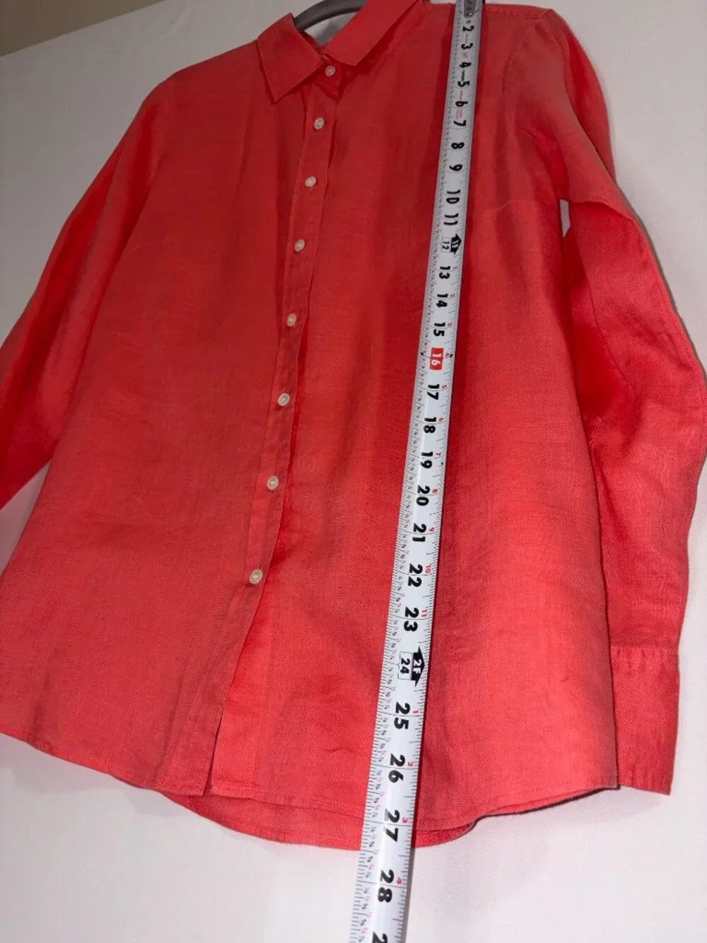 J. Crew Perfect Shirt 100% Linen Button Down Watermelon Color Size 4